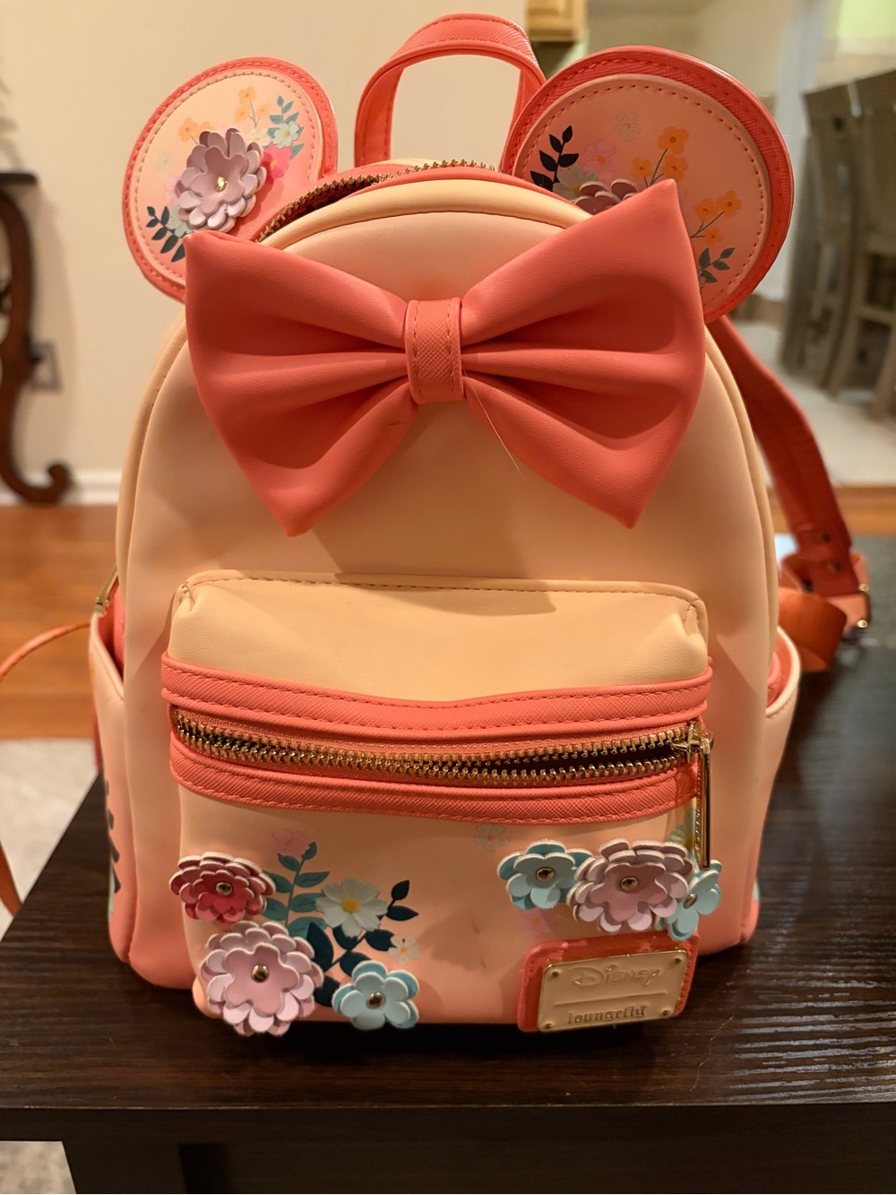Loungefly Kids Peach & Coral Floral Bow Mini Backpack